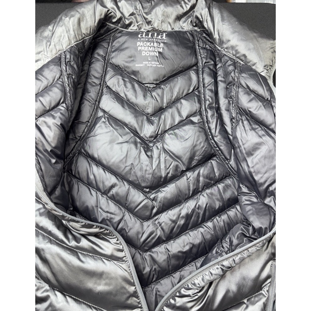 A.N.A Women's Packable Premium 80% Down Puffer Vest Jacket Gray Size Large ANA - Picture 6 of 10